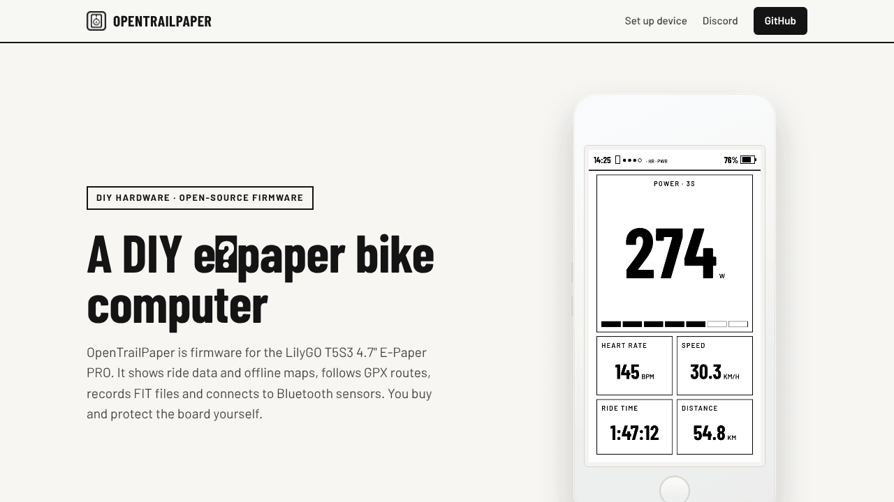 Open Trail Paper website screenshot