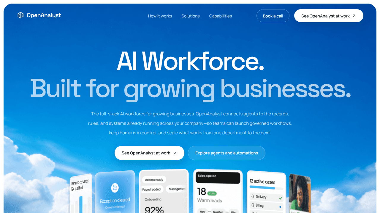 OpenAnalyst website screenshot
