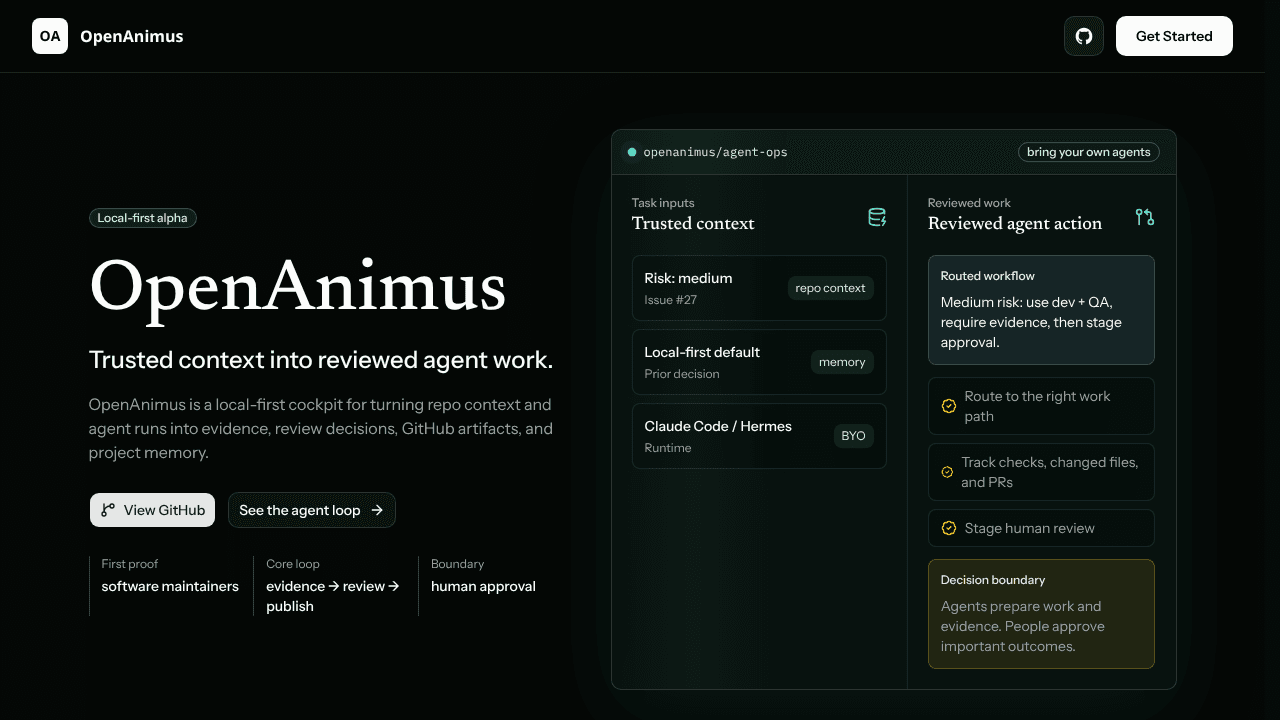 OpenAnimus website screenshot