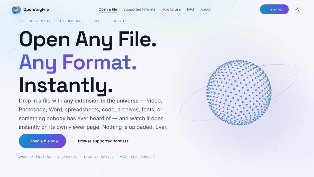 OpenAnyFile website screenshot