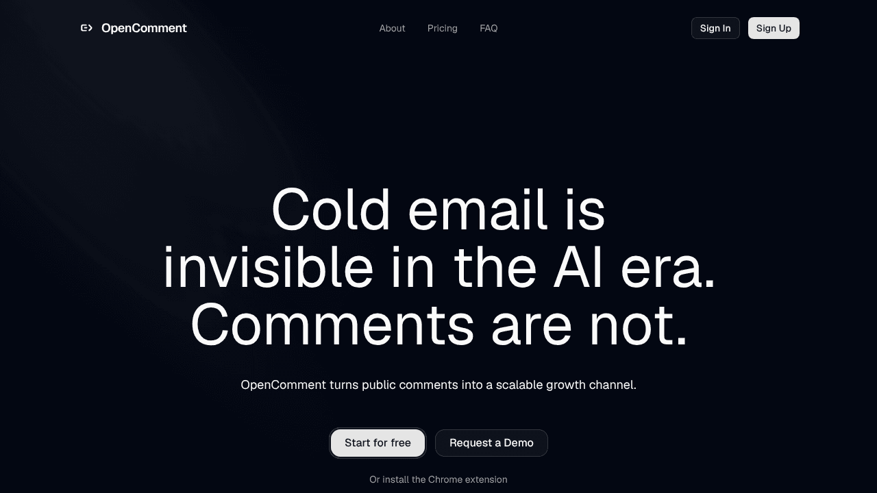 OpenComment AI website screenshot