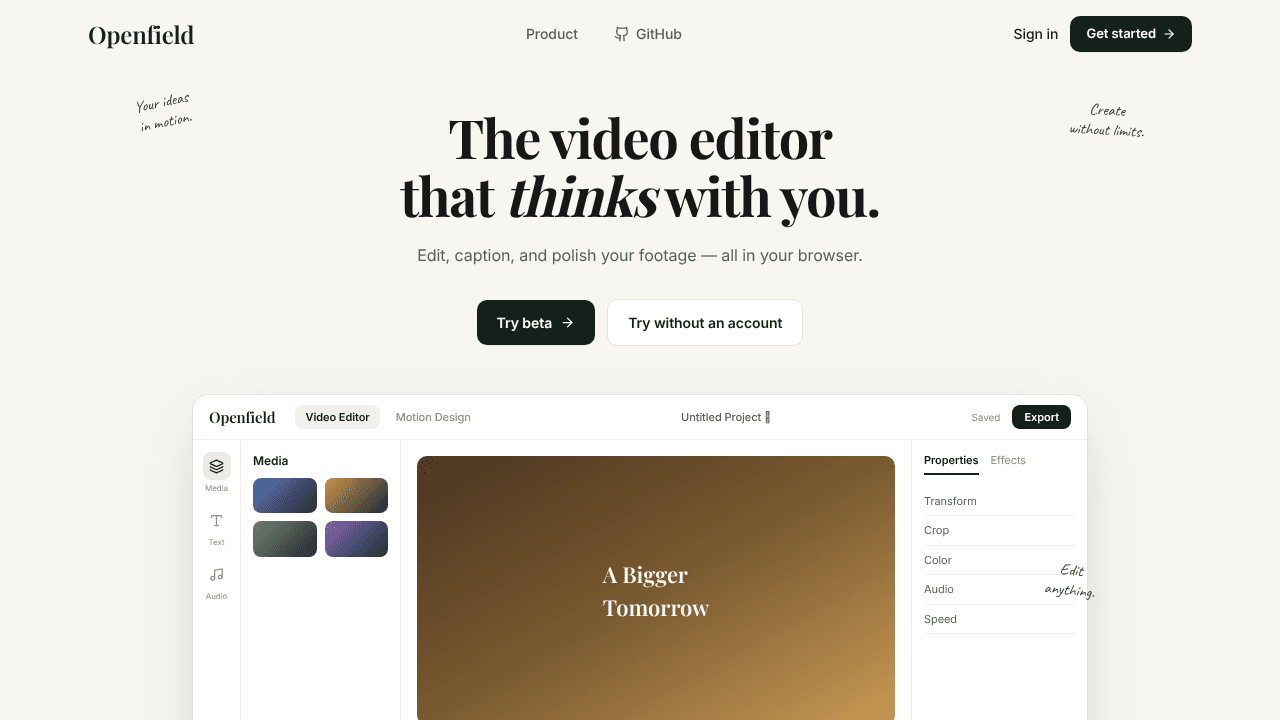 Openfield website screenshot
