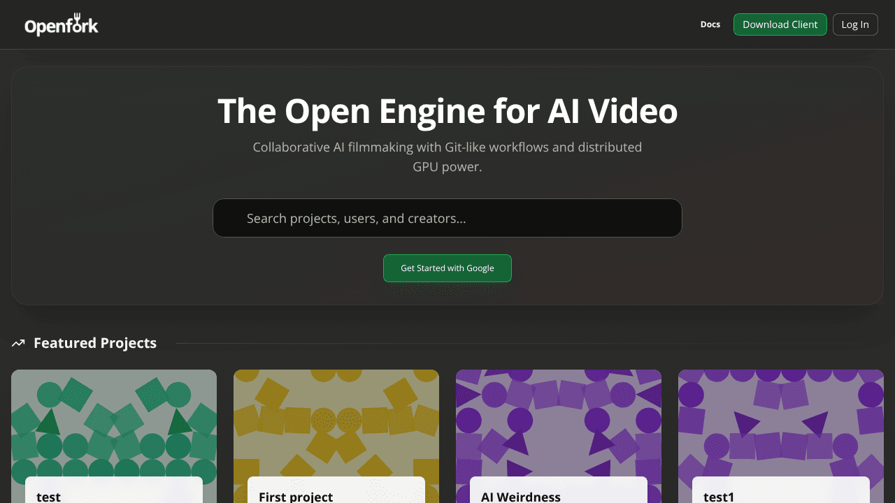 OpenFork.video website screenshot