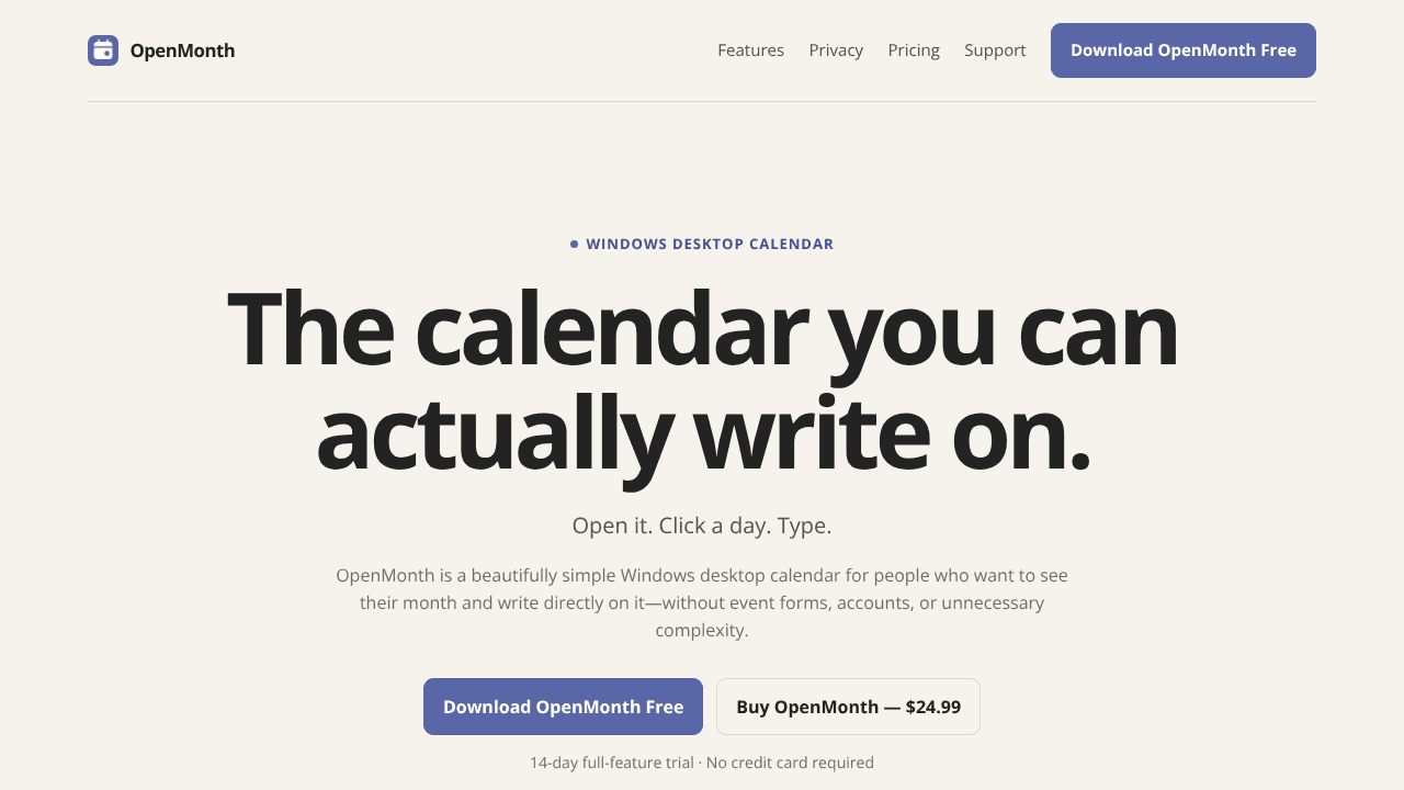 OpenMonth website screenshot