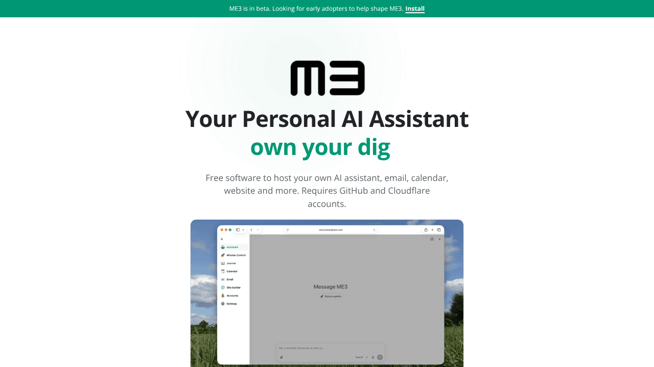 Opensource Personal OS And AI Assistant website screenshot