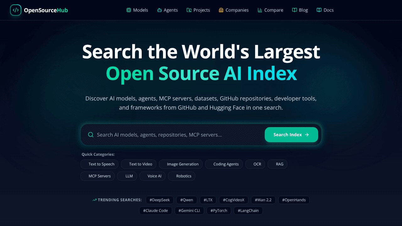 OpenSourceHub website screenshot