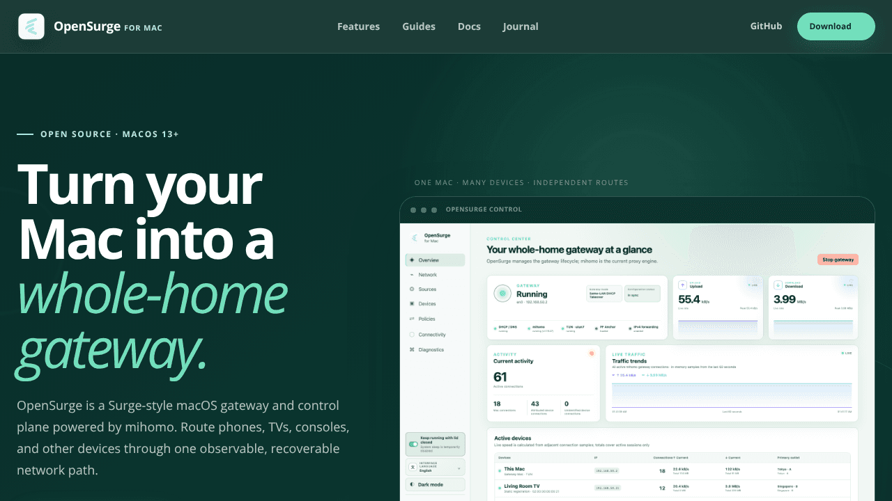 OpenSurge for Mac website screenshot