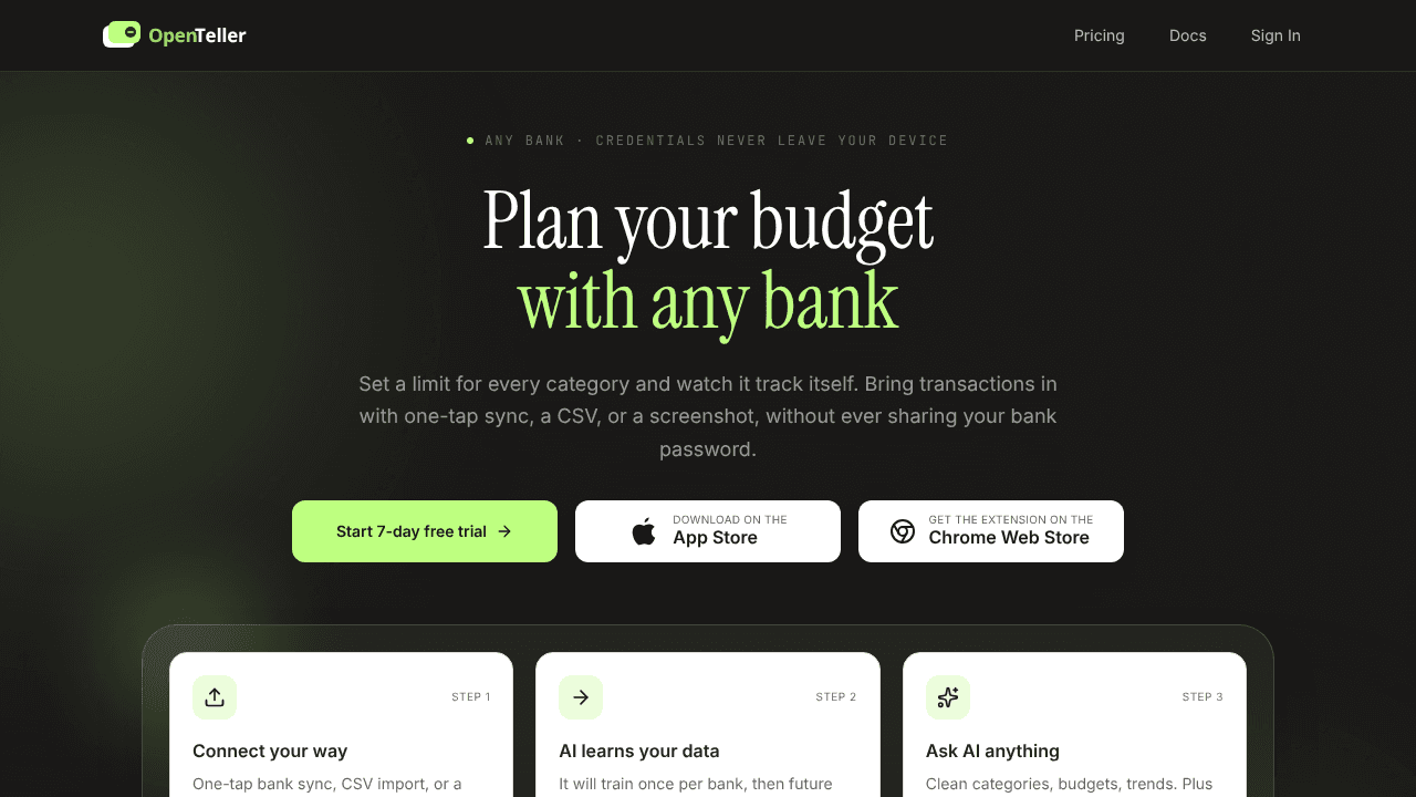 OpenTeller website screenshot