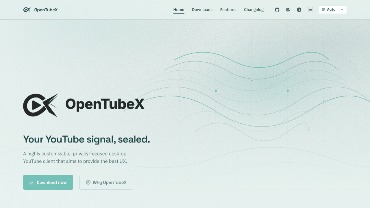 OpenTubeX website screenshot