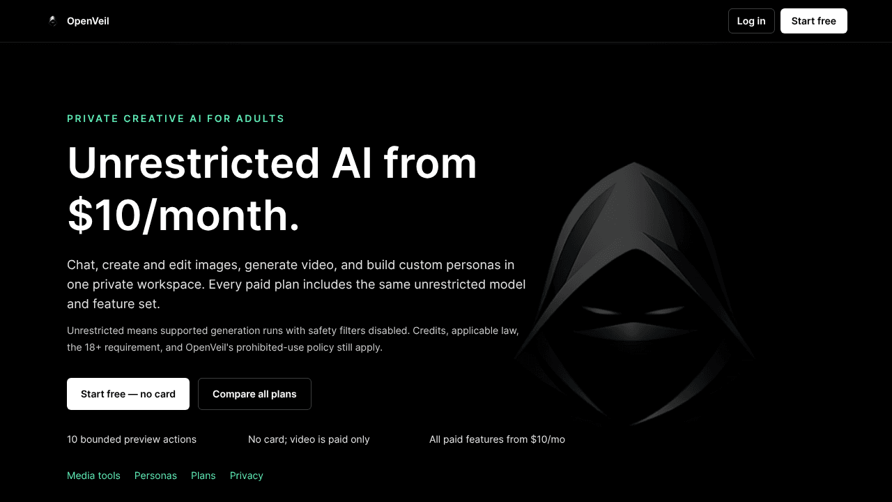 OpenVeil website screenshot