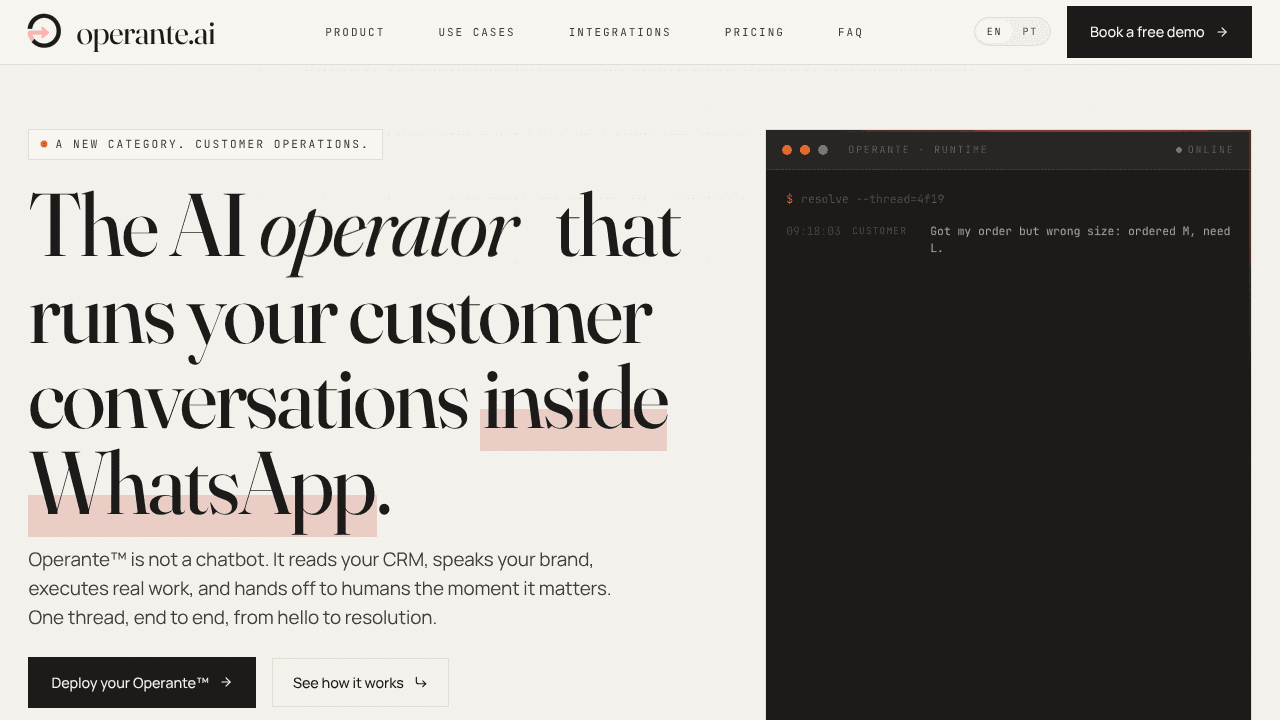 Operante.ai website screenshot