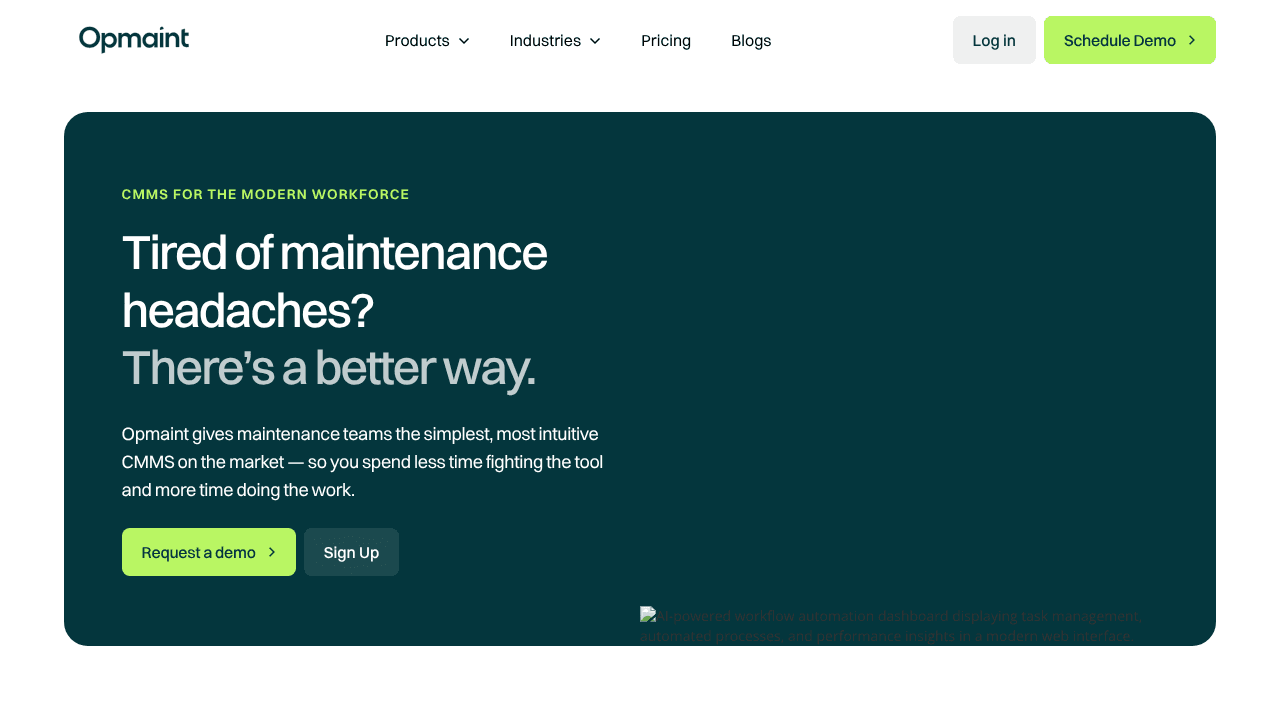 Opmaint website screenshot