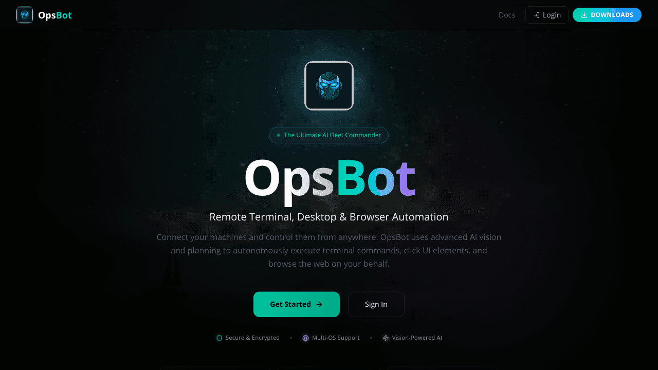 Ops Bot website screenshot