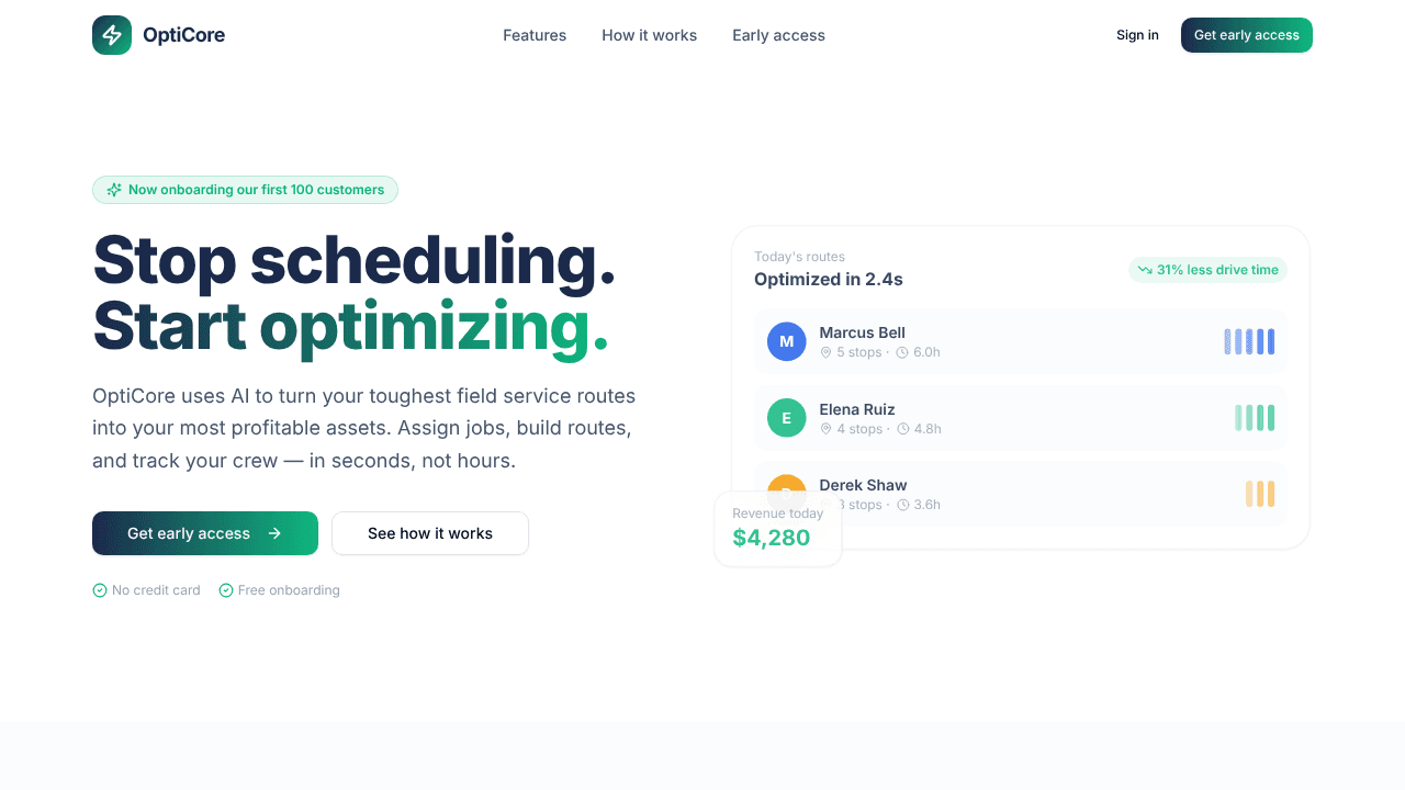 Opticor website screenshot