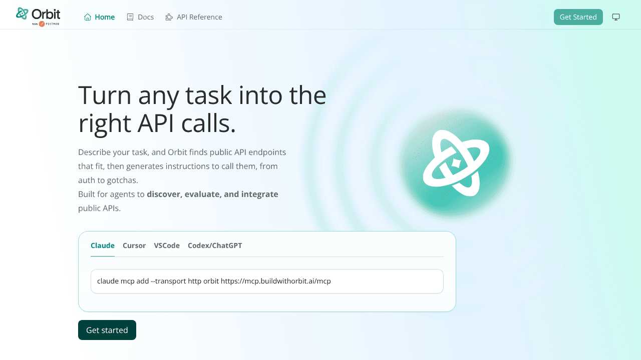 Orbit by Postman website screenshot