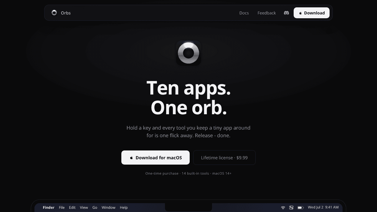 Orbs website screenshot