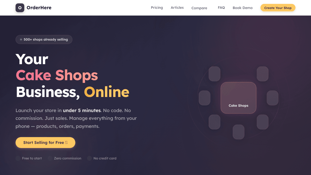 OrderHere website screenshot