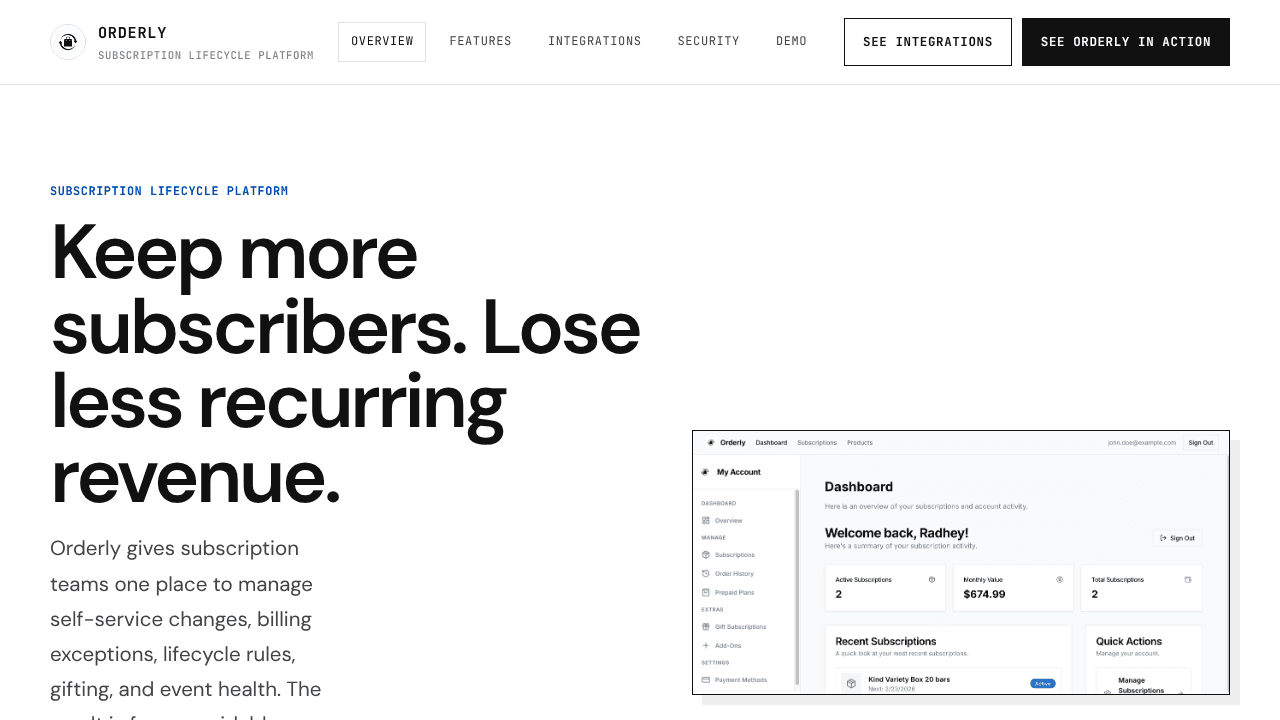 Orderly website screenshot