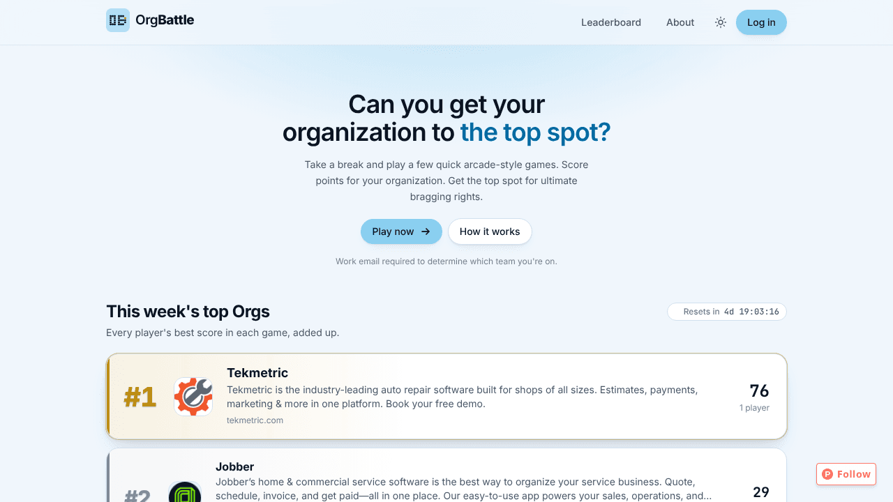 OrgBattle website screenshot