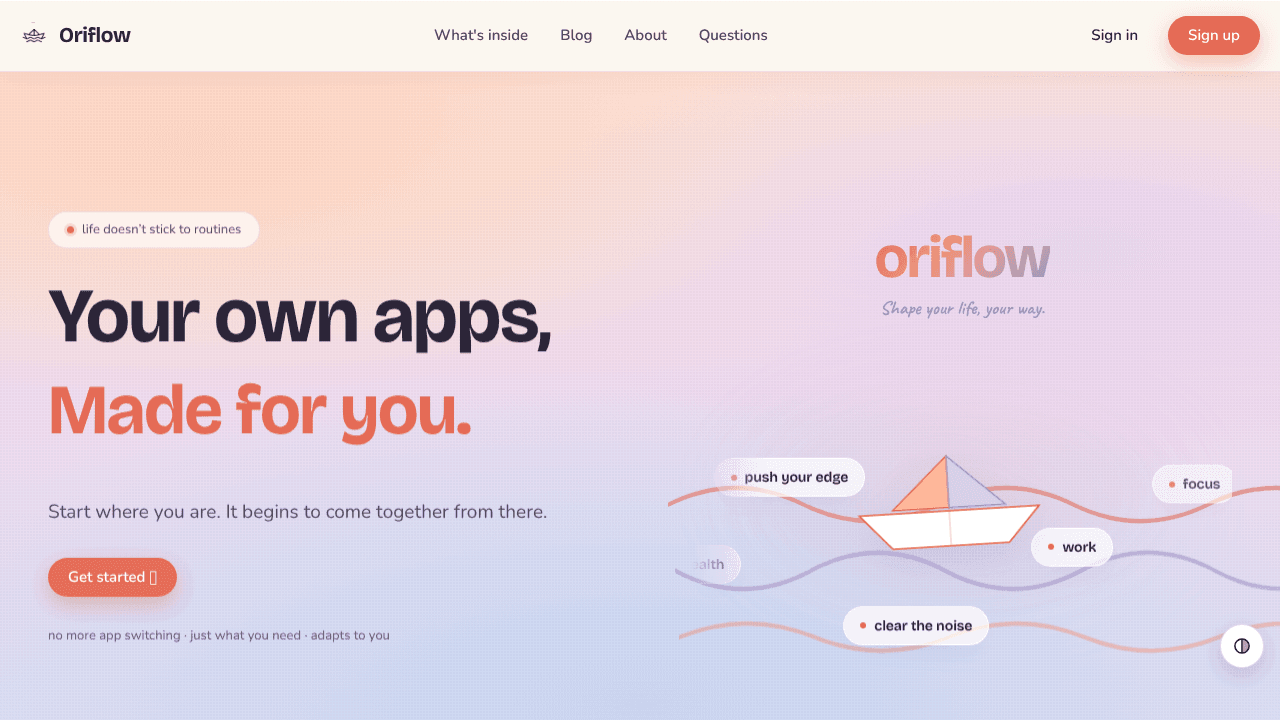 Oriflow website screenshot