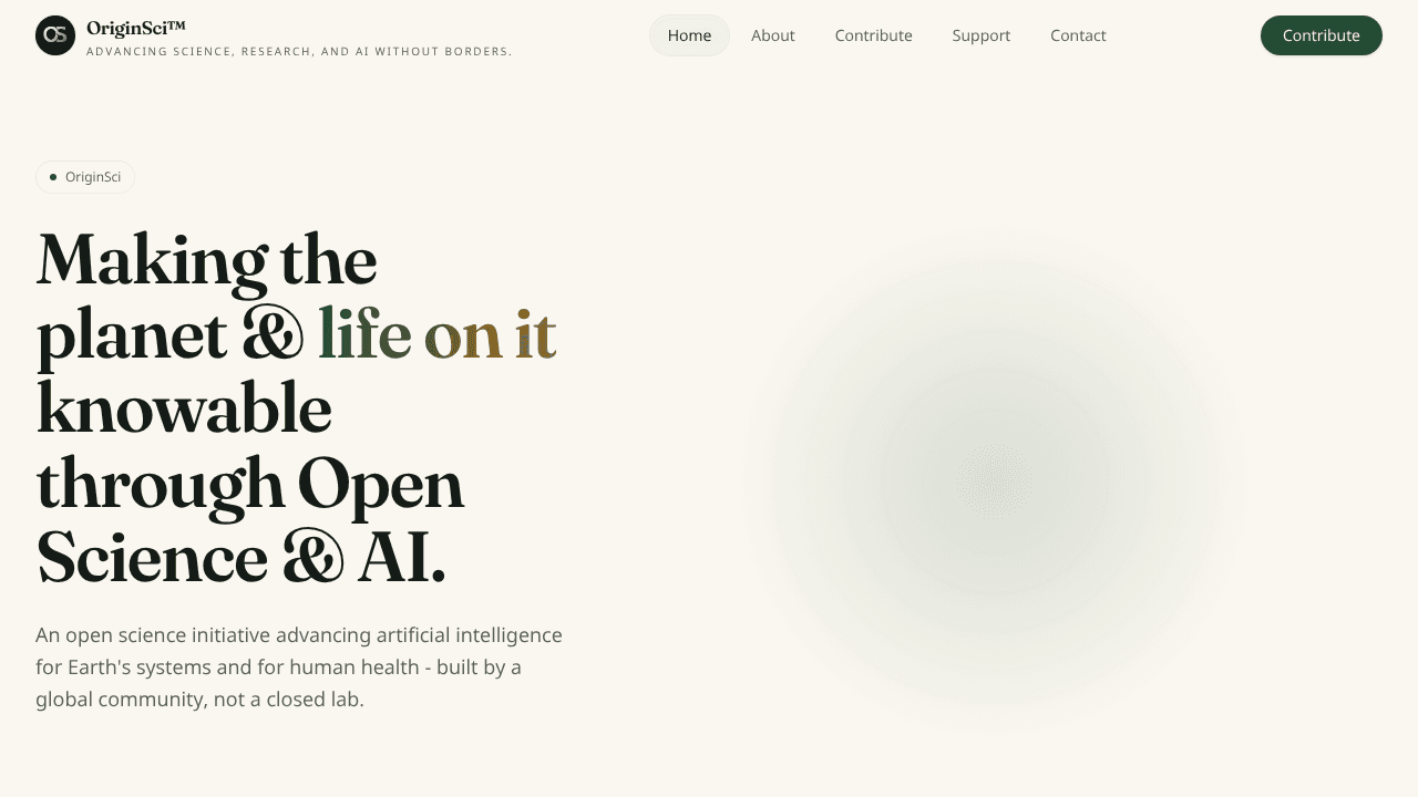OriginSci website screenshot