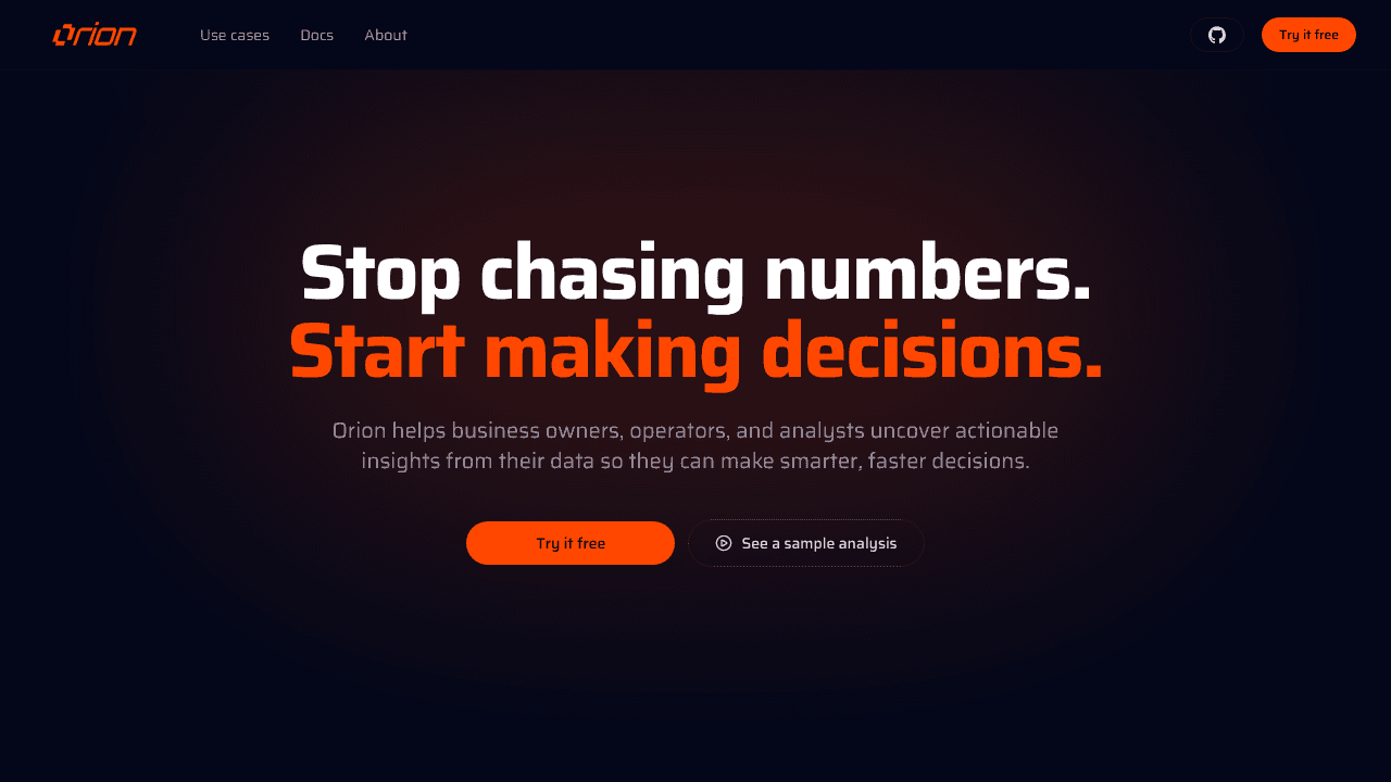 Orion AI website screenshot