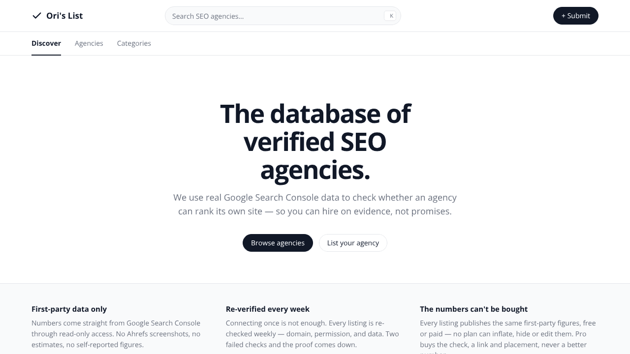 Ori's List website screenshot