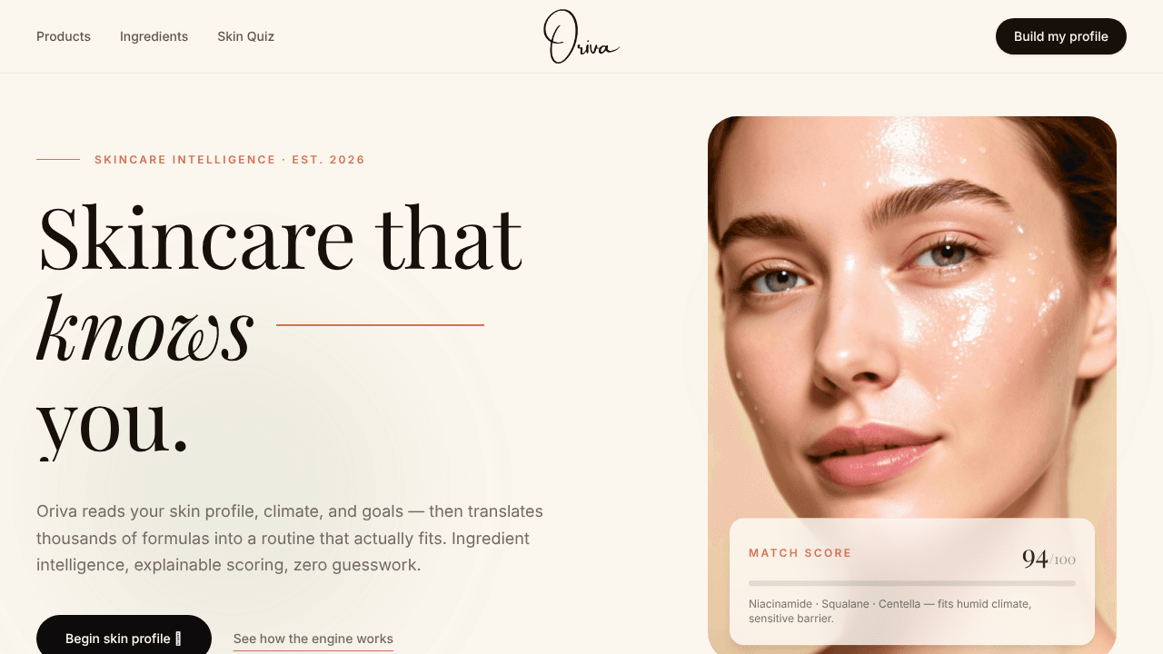 Oriva website screenshot