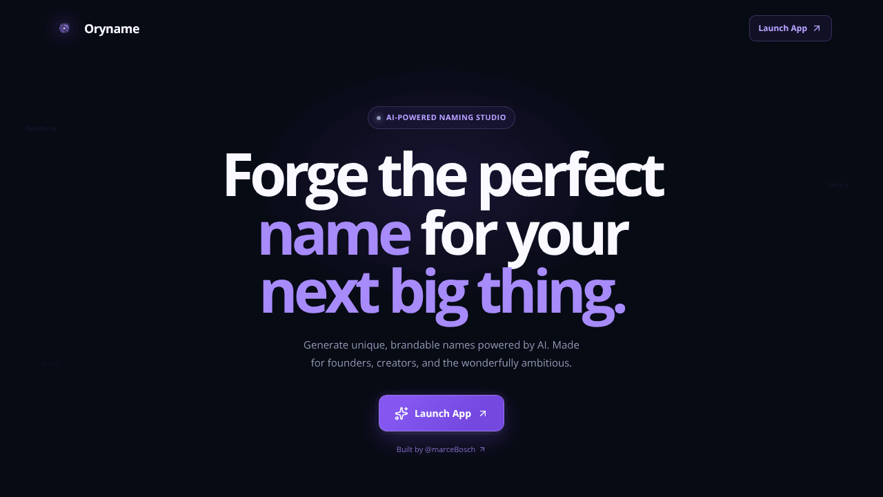 Oryname website screenshot