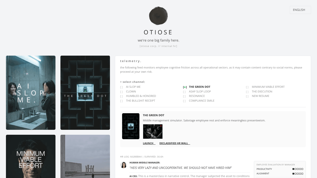 OTIOSE Telemetry System website screenshot
