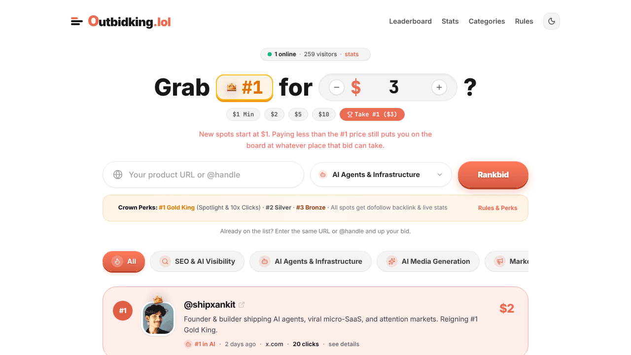 outbidking.lol website screenshot