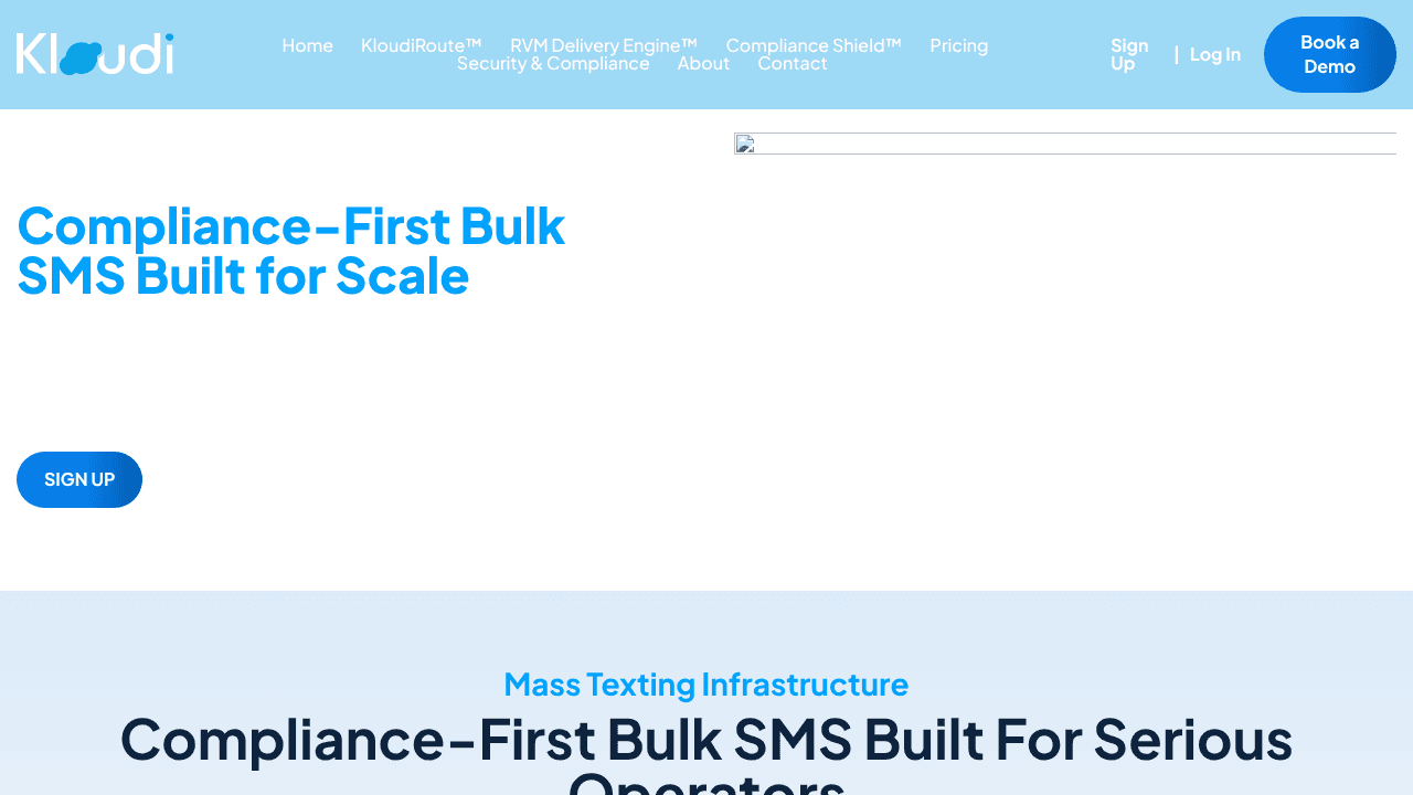 Outbound SMS Platform website screenshot