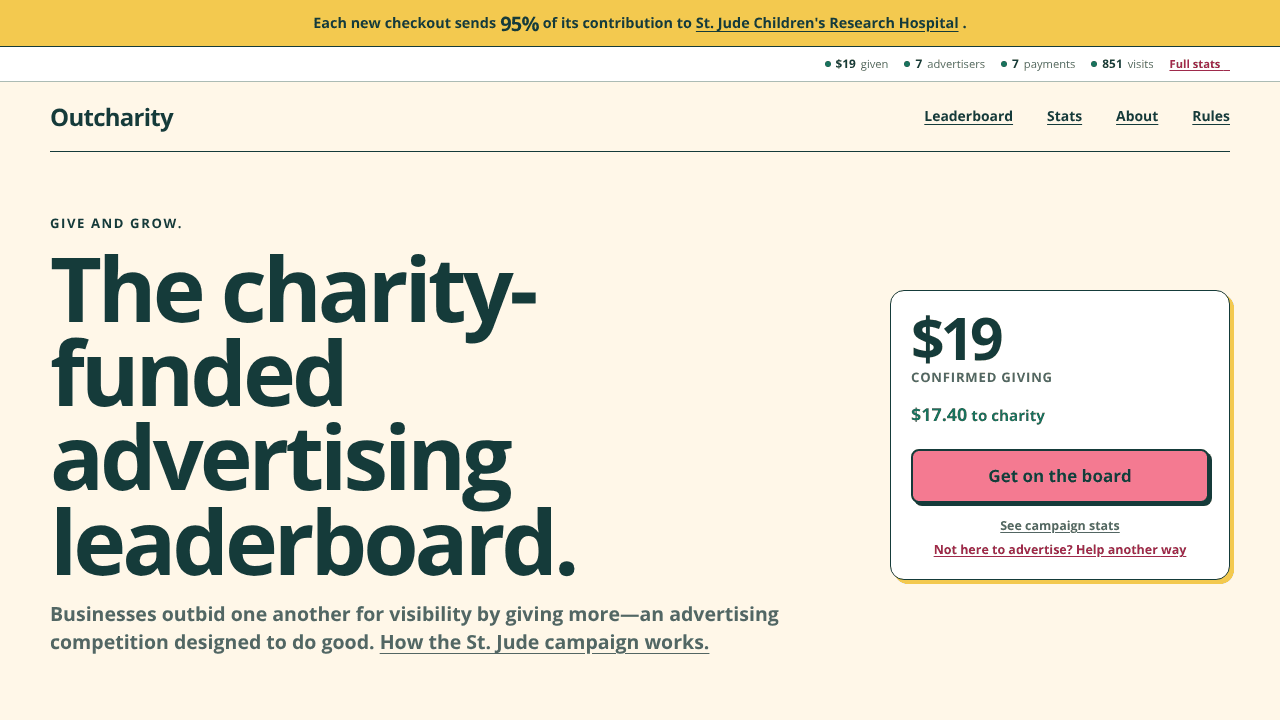 Outcharity website screenshot