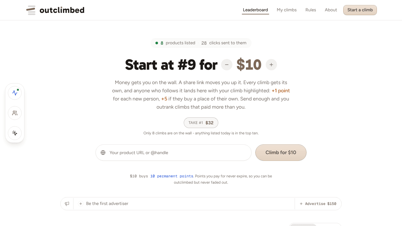 Outclimbed website screenshot