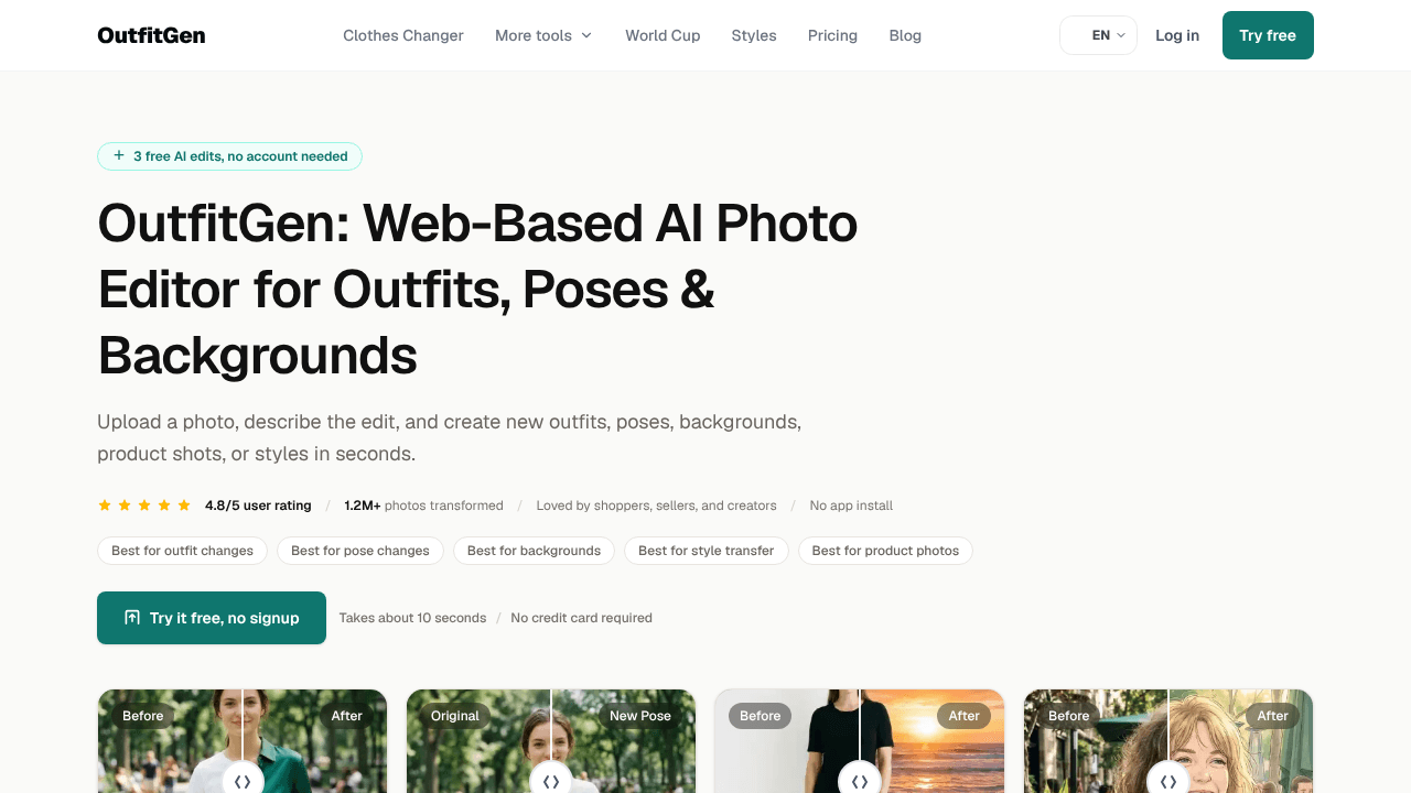 OutfitGen website screenshot