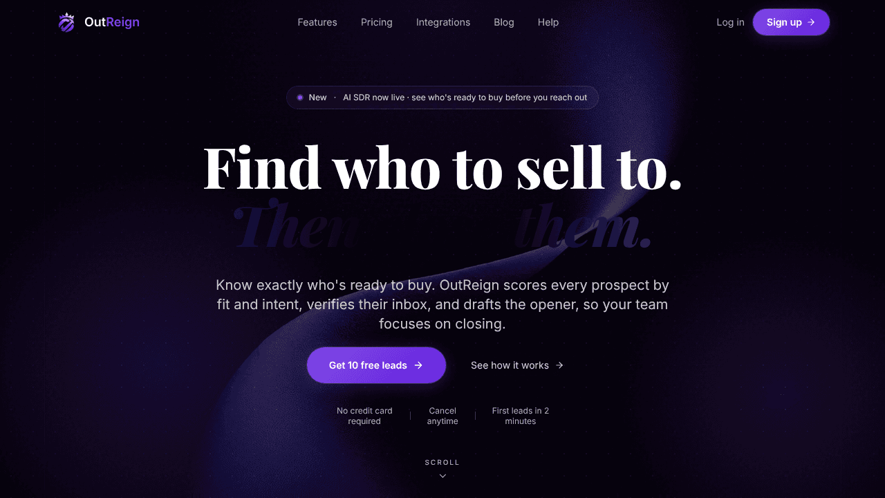 OutReign.io website screenshot