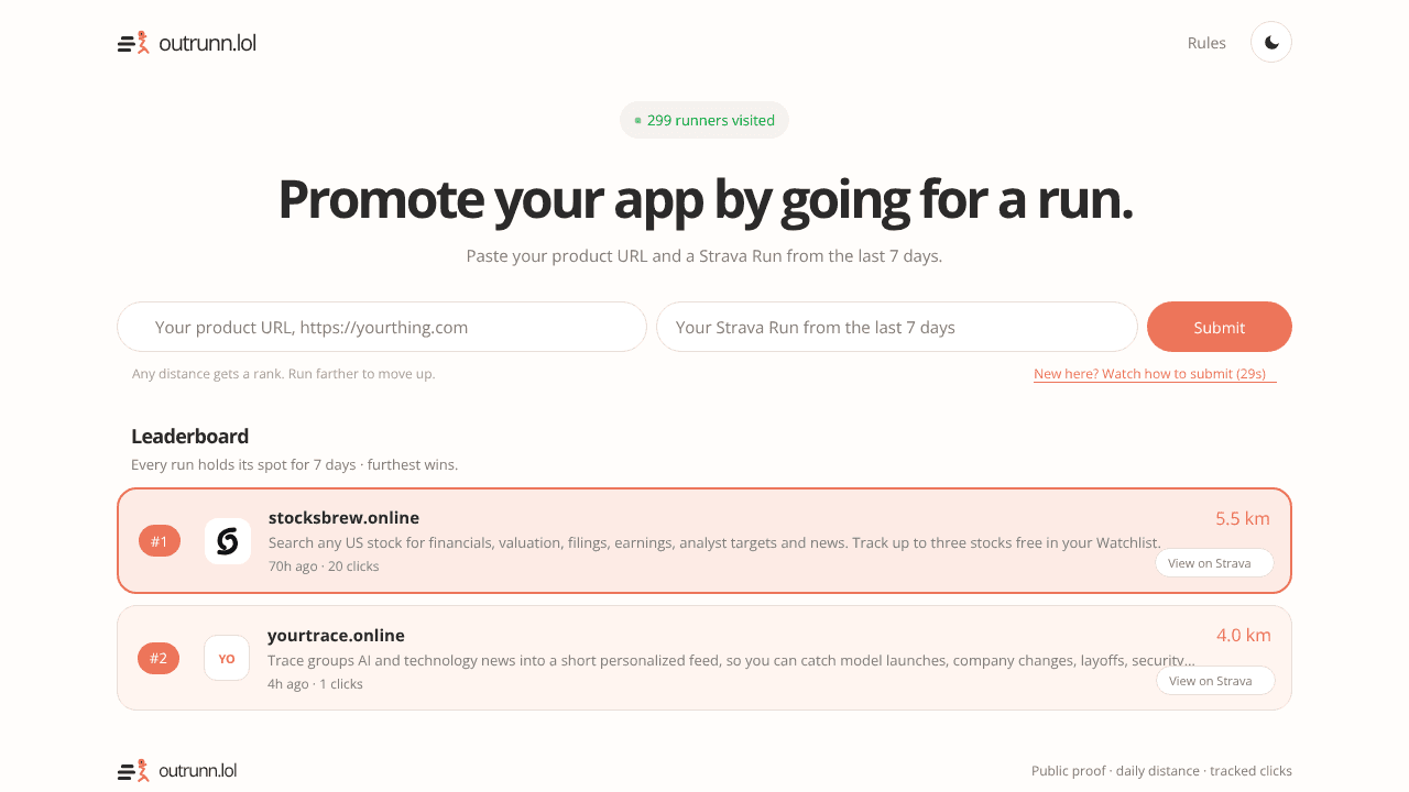 Outrunn.lol website screenshot