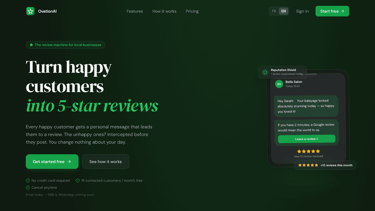OvationAI website screenshot