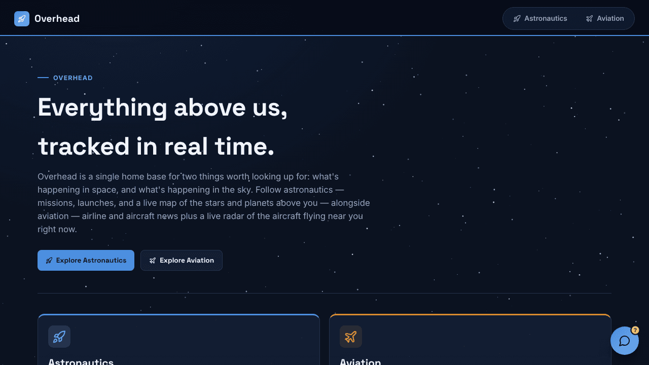 Overhead website screenshot