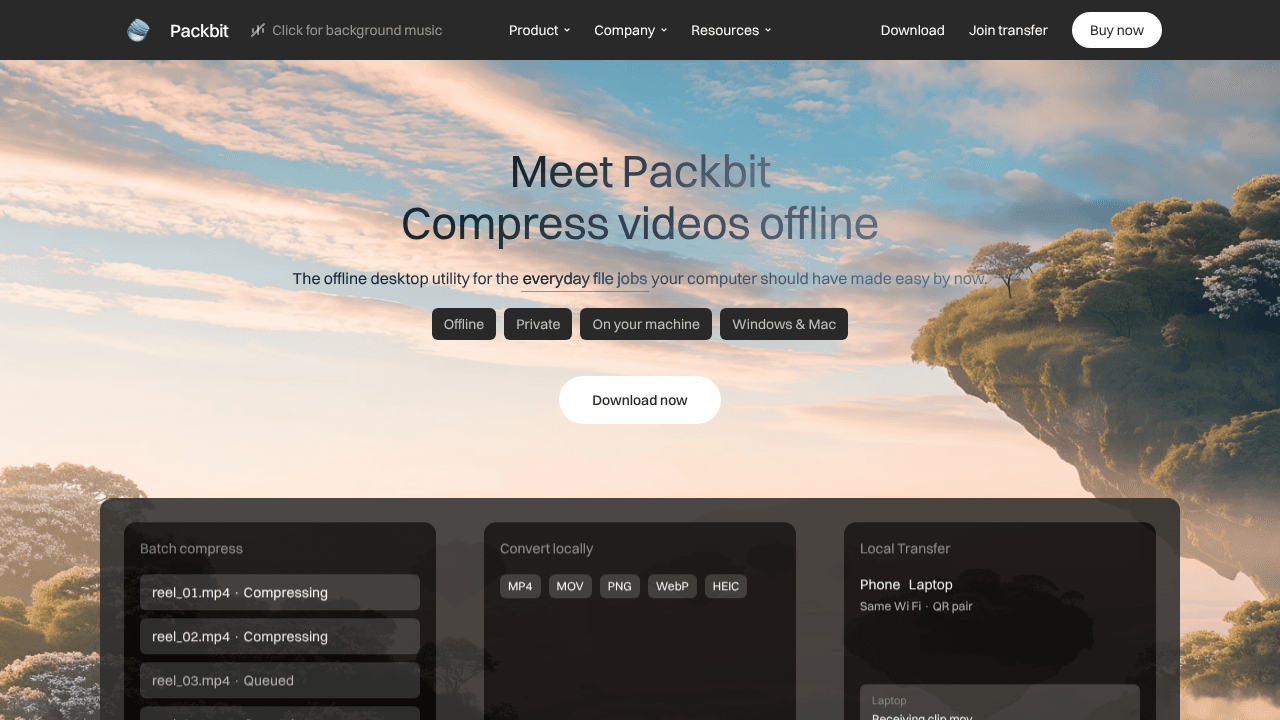 Packbit website screenshot