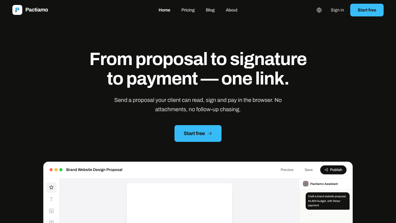 Pactiamo website screenshot