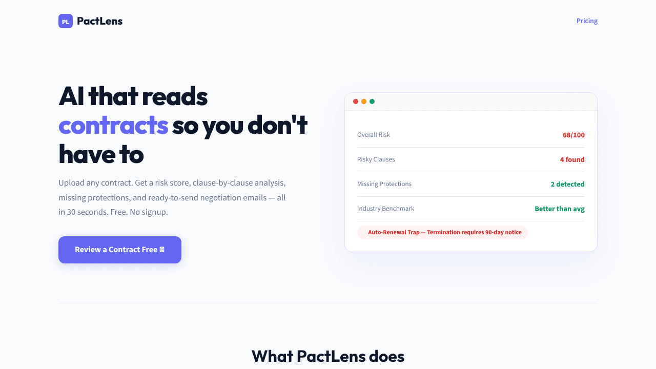PactLens website screenshot