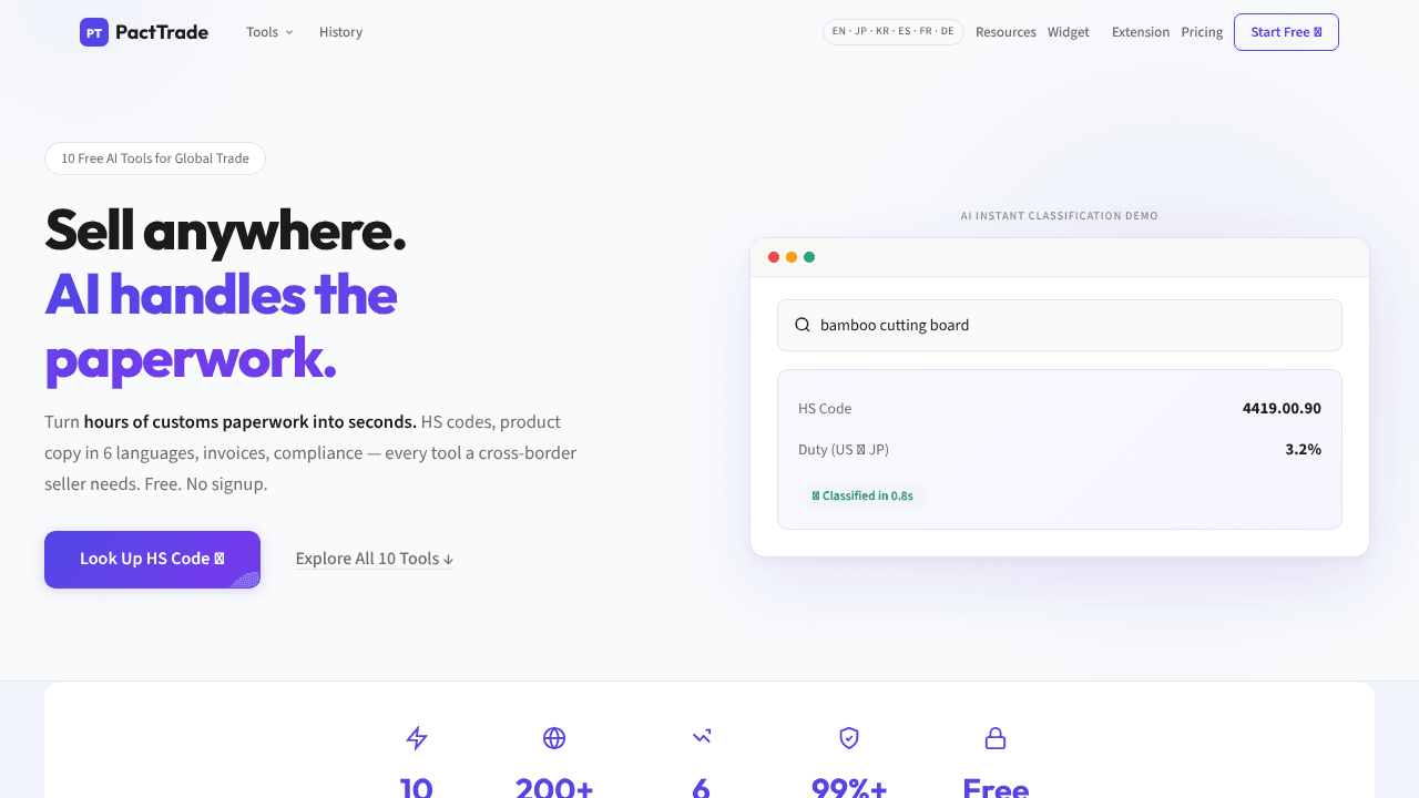 PactTrade website screenshot