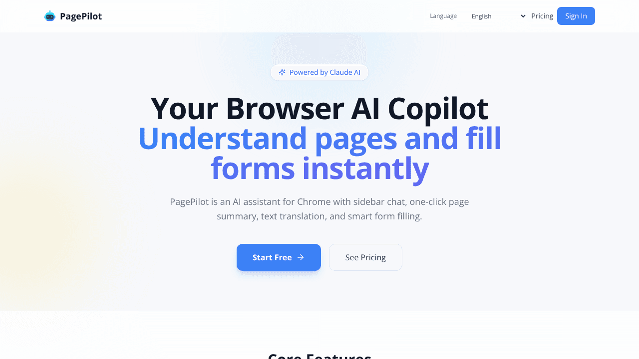 PagePilot website screenshot