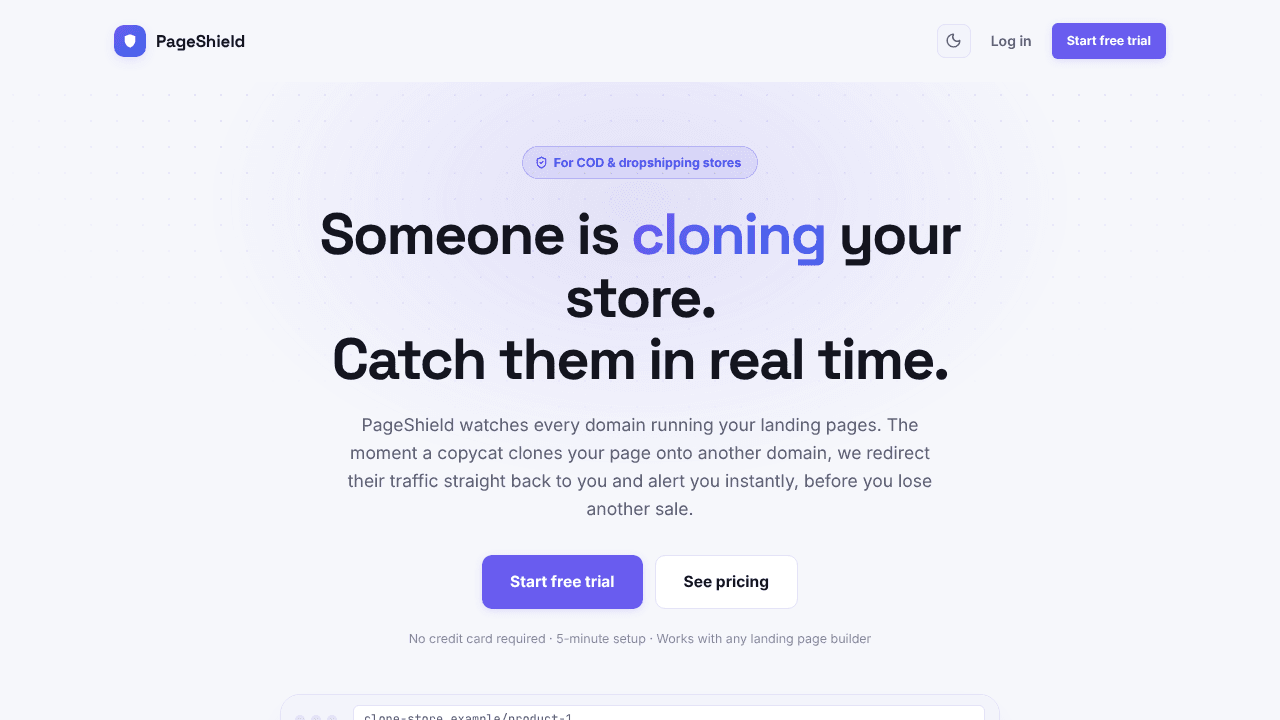 PageShield website screenshot