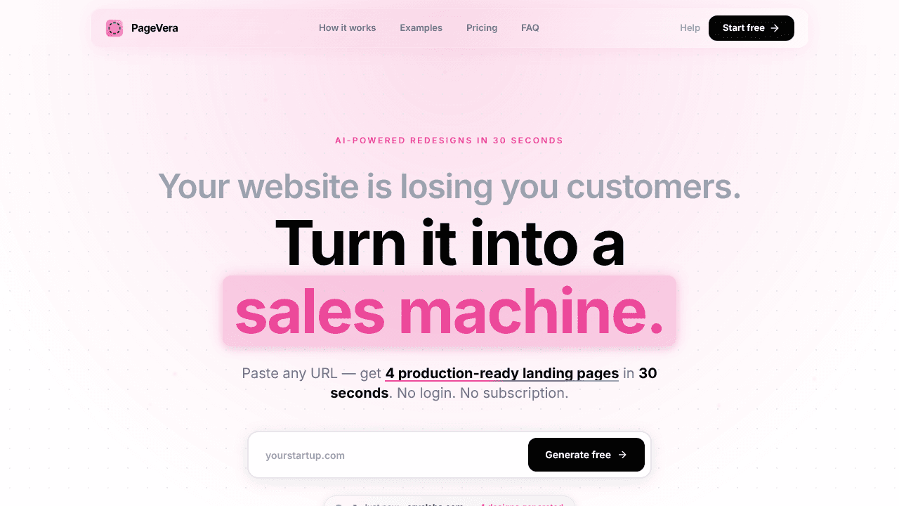 PageVera website screenshot