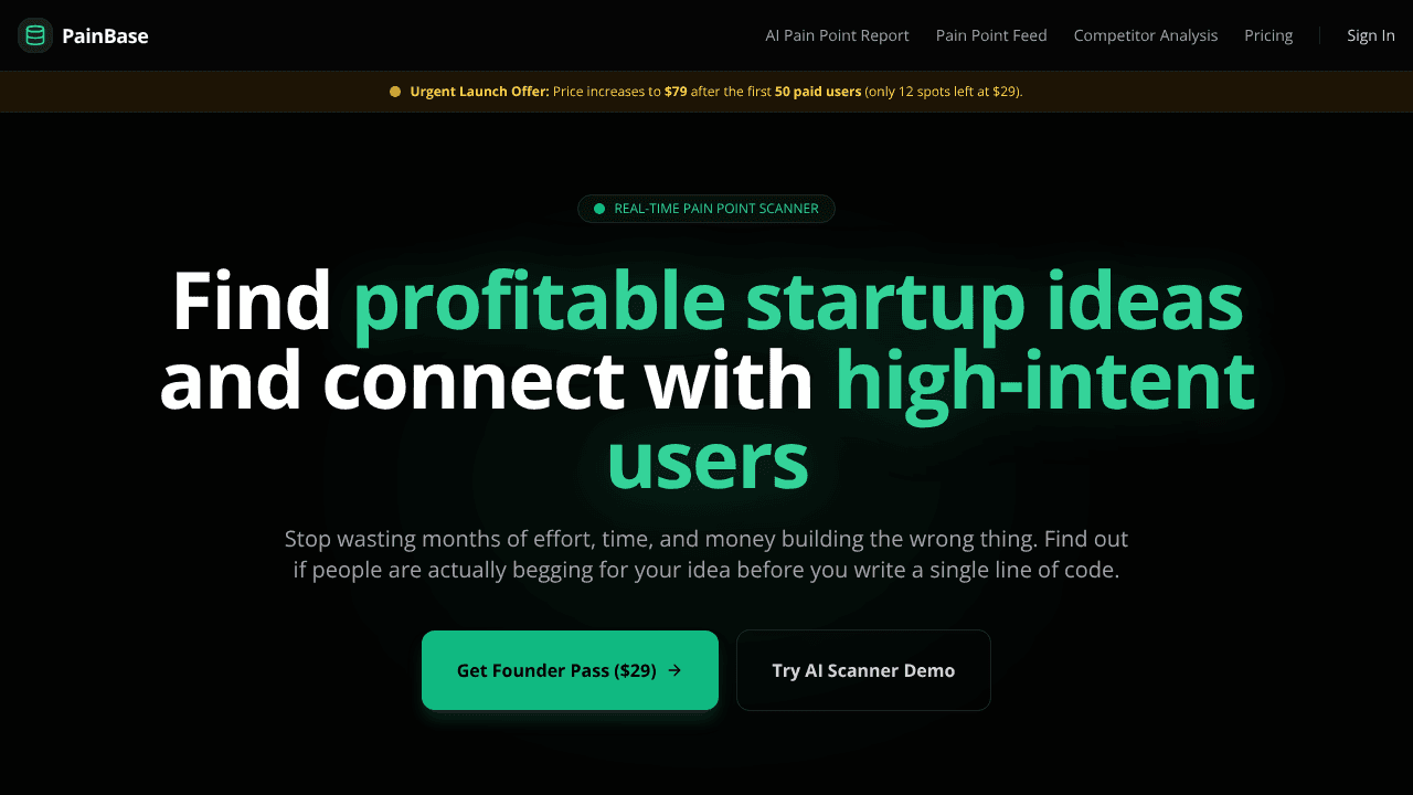 PainBase website screenshot