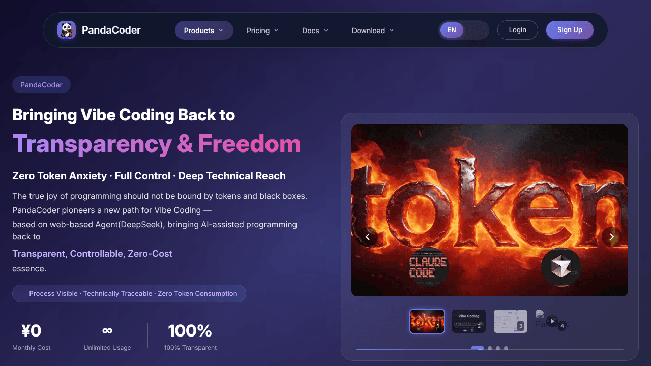 PandaCoder website screenshot