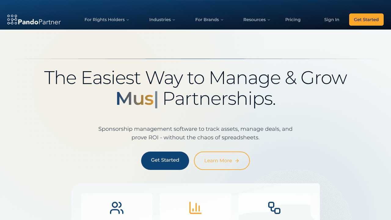 PandoPartner - Sponsorship Automation website screenshot