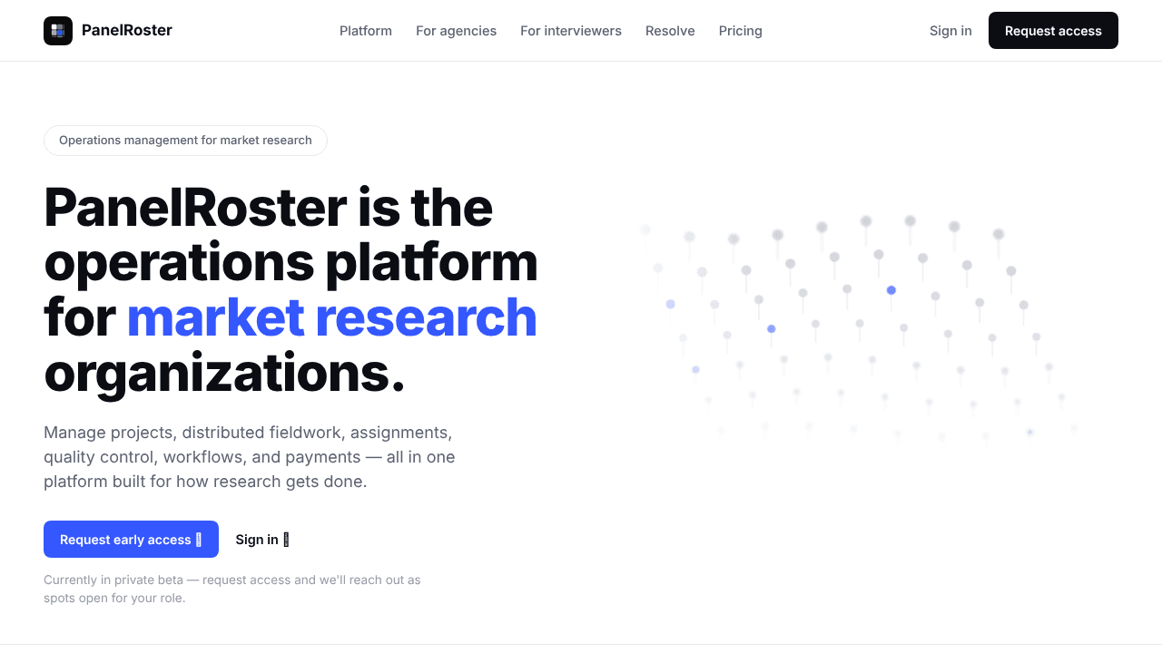 PanelRoster website screenshot